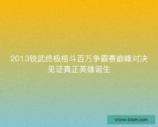 2013锐武终极格斗百万争霸赛巅峰对决见证真正英雄诞生 2013锐武终极格斗百万争霸赛巅峰对决见证真正英雄诞生