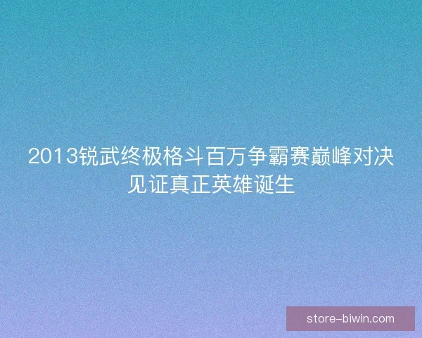 2013锐武终极格斗百万争霸赛巅峰对决见证真正英雄诞生 2013锐武终极格斗百万争霸赛巅峰对决见证真正英雄诞生